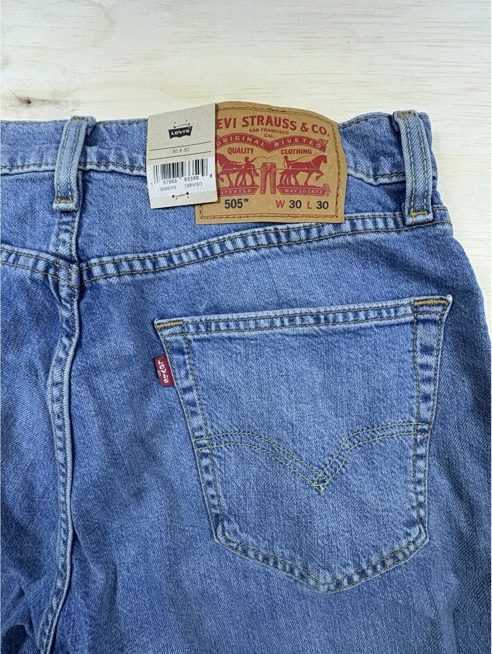 NEW Levis 505 Regular Jeans Mens 30x30 Blue Med Wash Stretch Straight Leg Denim